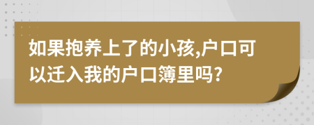 如果抱养上了的小孩,户口可以迁入我的户口簿里吗?