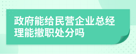 政府能给民营企业总经理能撤职处分吗
