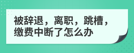 被辞退，离职，跳槽，缴费中断了怎么办