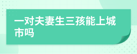 一对夫妻生三孩能上城市吗