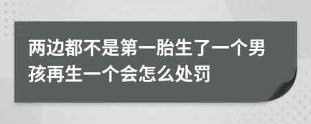 两边都不是第一胎生了一个男孩再生一个会怎么处罚