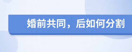 婚前共同，后如何分割