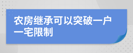 农房继承可以突破一户一宅限制