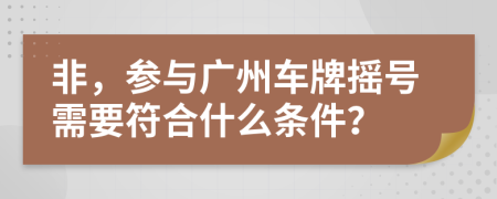 非，参与广州车牌摇号需要符合什么条件？