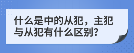 什么是中的从犯，主犯与从犯有什么区别？