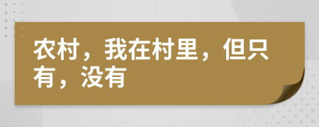 农村，我在村里，但只有，没有
