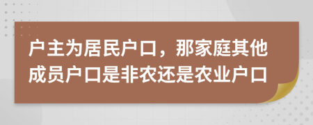 户主为居民户口，那家庭其他成员户口是非农还是农业户口