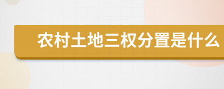 农村土地三权分置是什么