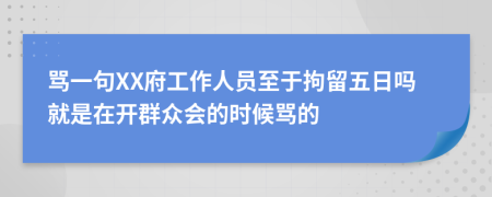 骂一句XX府工作人员至于拘留五日吗就是在开群众会的时候骂的