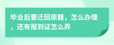 毕业后要迁回原籍，怎么办理，还有报到证怎么弄