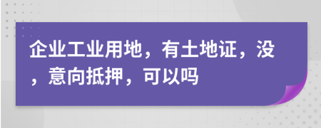 企业工业用地，有土地证，没，意向抵押，可以吗