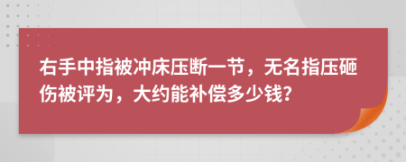 右手中指被冲床压断一节，无名指压砸伤被评为，大约能补偿多少钱？