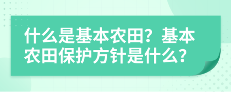 什么是基本农田？基本农田保护方针是什么？