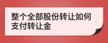 整个全部股份转让如何支付转让金