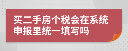 买二手房个税会在系统申报里统一填写吗