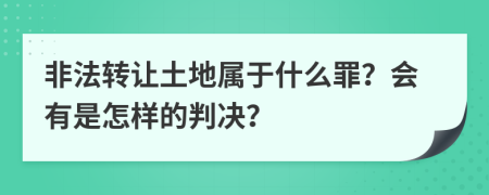 非法转让土地属于什么罪？会有是怎样的判决？