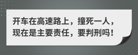 开车在高速路上，撞死一人，现在是主要责任，要判刑吗！