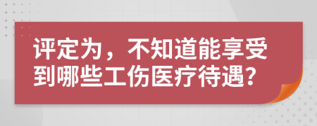 评定为，不知道能享受到哪些工伤医疗待遇？