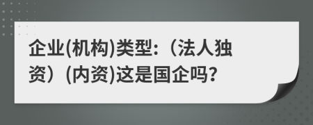 企业(机构)类型:（法人独资）(内资)这是国企吗？