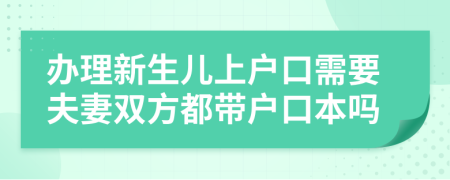 办理新生儿上户口需要夫妻双方都带户口本吗