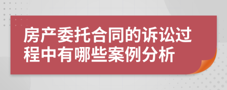 房产委托合同的诉讼过程中有哪些案例分析
