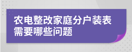 农电整改家庭分户装表需要哪些问题