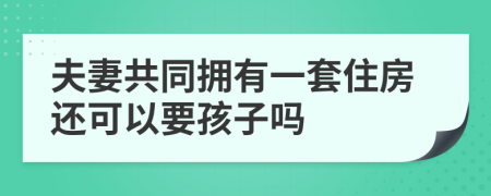 夫妻共同拥有一套住房还可以要孩子吗