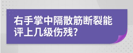 右手掌中隔散筋断裂能评上几级伤残?