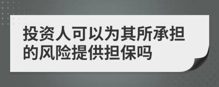 投资人可以为其所承担的风险提供担保吗