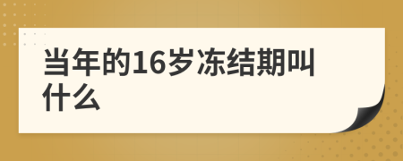 当年的16岁冻结期叫什么