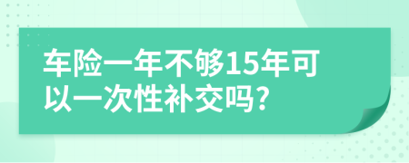 车险一年不够15年可以一次性补交吗?