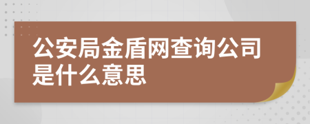 公安局金盾网查询公司是什么意思