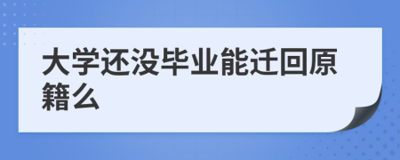 大学还没毕业能迁回原籍么