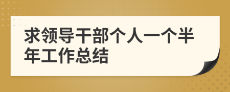 求领导干部个人一个半年工作总结