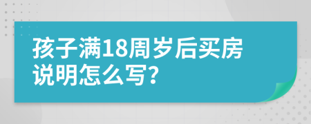 孩子满18周岁后买房说明怎么写？