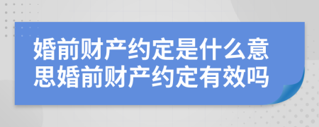 婚前财产约定是什么意思婚前财产约定有效吗