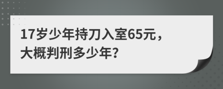 17岁少年持刀入室65元，大概判刑多少年？