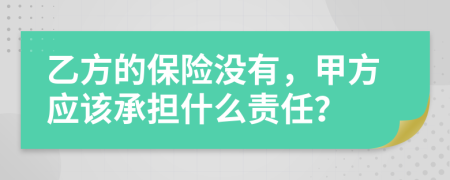 乙方的保险没有，甲方应该承担什么责任？