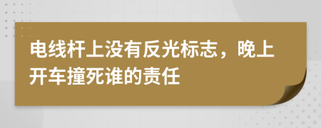 电线杆上没有反光标志，晚上开车撞死谁的责任