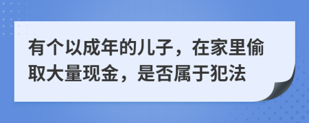 有个以成年的儿子，在家里偷取大量现金，是否属于犯法