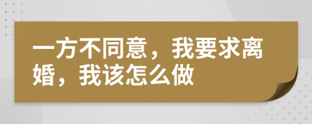 一方不同意，我要求离婚，我该怎么做
