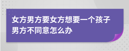 女方男方要女方想要一个孩子男方不同意怎么办