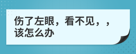 伤了左眼，看不见，，该怎么办