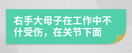 右手大母子在工作中不什受伤，在关节下面