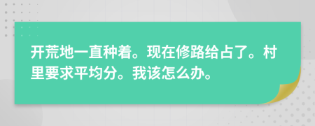 开荒地一直种着。现在修路给占了。村里要求平均分。我该怎么办。