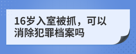 16岁入室被抓，可以消除犯罪档案吗