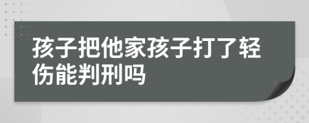 孩子把他家孩子打了轻伤能判刑吗