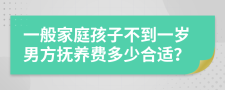 一般家庭孩子不到一岁男方抚养费多少合适？