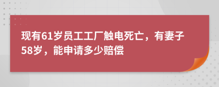 现有61岁员工工厂触电死亡，有妻子58岁，能申请多少赔偿