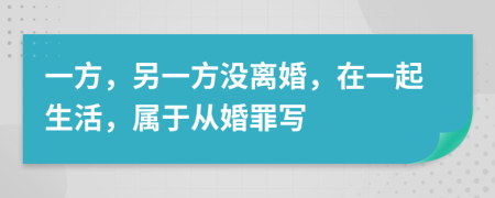 一方，另一方没离婚，在一起生活，属于从婚罪写